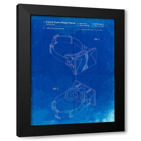 PP279-Faded Blueprint Oculus Rift Patent Poster Black Modern Wood Framed Art Print with Double Matting by Borders, Cole
