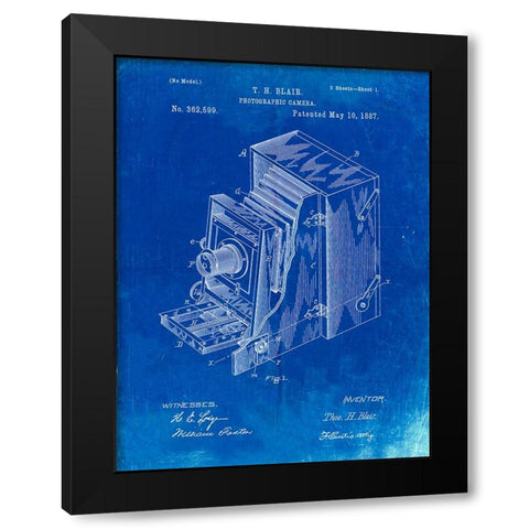 PP301-Faded Blueprint Lucidograph Camera Patent Poster Black Modern Wood Framed Art Print with Double Matting by Borders, Cole