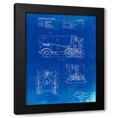 PP313-Faded Blueprint Ice Resurfacing Patent Poster Black Modern Wood Framed Art Print with Double Matting by Borders, Cole