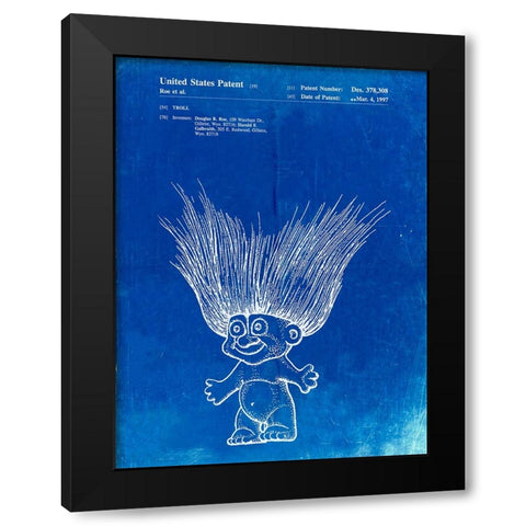 PP406-Faded Blueprint Troll Doll Patent Poster Black Modern Wood Framed Art Print with Double Matting by Borders, Cole