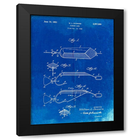 PP420-Faded Blueprint Spoon Fishing Lure Poster Black Modern Wood Framed Art Print by Borders, Cole