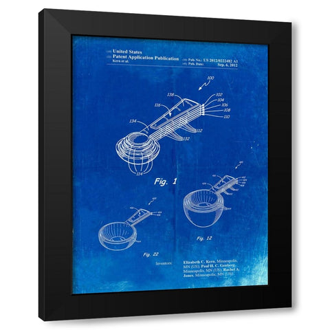 PP484-Faded Blueprint Stacking Measuring Cups Patent Poster Black Modern Wood Framed Art Print with Double Matting by Borders, Cole