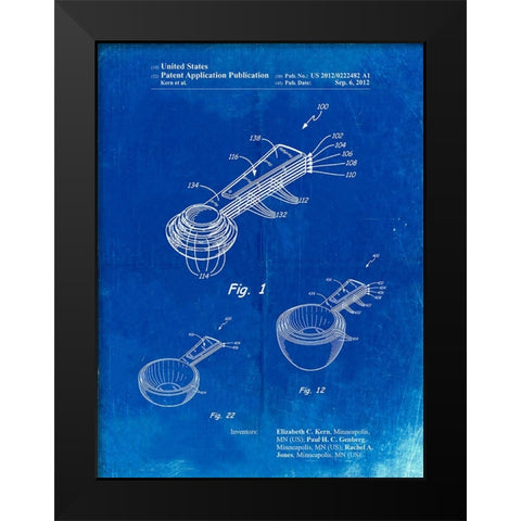 PP484-Faded Blueprint Stacking Measuring Cups Patent Poster Black Modern Wood Framed Art Print by Borders, Cole
