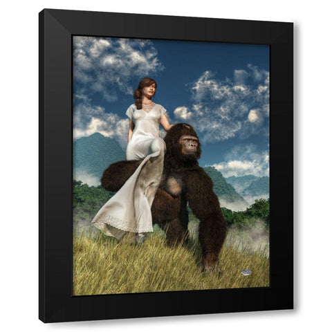 Ape And Girl Black Modern Wood Framed Art Print by Eskridge, Daniel