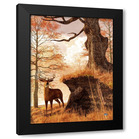Autumn Buck Black Modern Wood Framed Art Print by Eskridge, Daniel