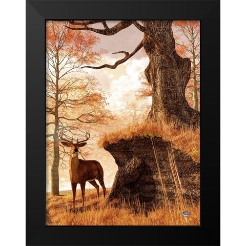 Autumn Buck Black Modern Wood Framed Art Print by Eskridge, Daniel
