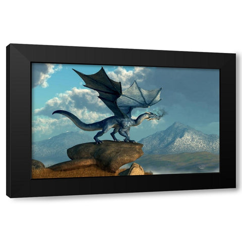 Blue Dragon Black Modern Wood Framed Art Print by Eskridge, Daniel