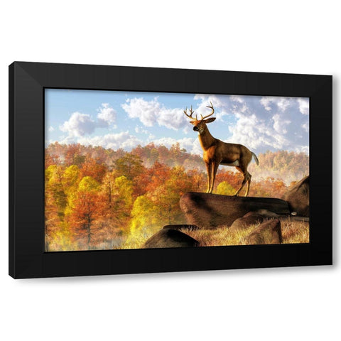 Buck Over Autumn Valley Black Modern Wood Framed Art Print with Double Matting by Eskridge, Daniel