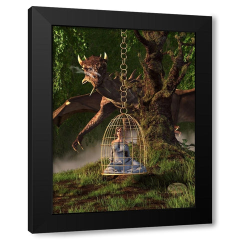 Dragon Bait Black Modern Wood Framed Art Print with Double Matting by Eskridge, Daniel