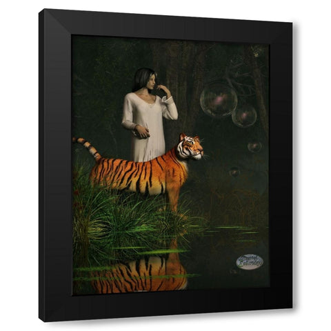 Dreams Of Tigers And Bubbles Black Modern Wood Framed Art Print with Double Matting by Eskridge, Daniel