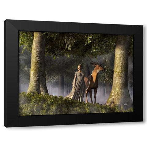 Elf And Buck Black Modern Wood Framed Art Print by Eskridge, Daniel