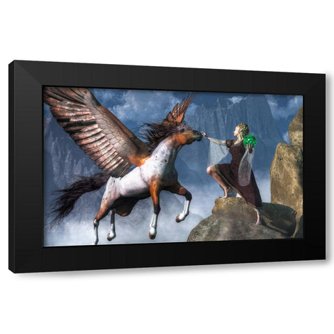Elf Summoning A Pegasus Black Modern Wood Framed Art Print with Double Matting by Eskridge, Daniel