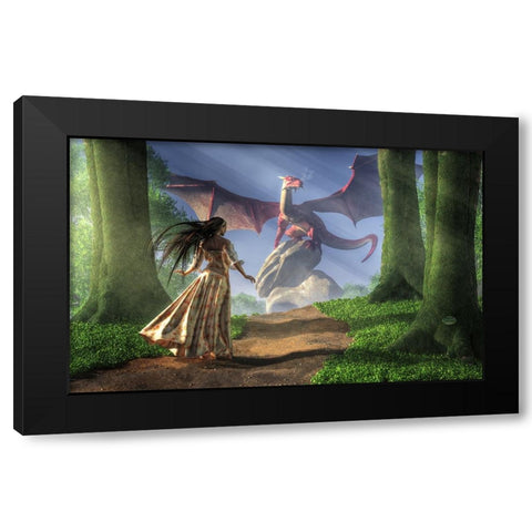 Facing The Red Dragon Black Modern Wood Framed Art Print with Double Matting by Eskridge, Daniel