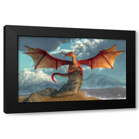 Fire Dragon Black Modern Wood Framed Art Print by Eskridge, Daniel