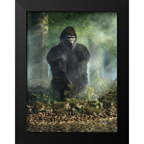 Gorilla Black Modern Wood Framed Art Print by Eskridge, Daniel