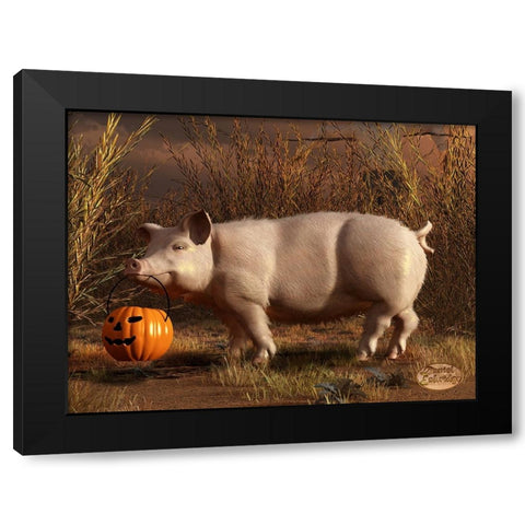 Halloween Pig Black Modern Wood Framed Art Print with Double Matting by Eskridge, Daniel