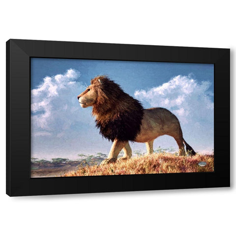 Impressionist Lion Black Modern Wood Framed Art Print by Eskridge, Daniel
