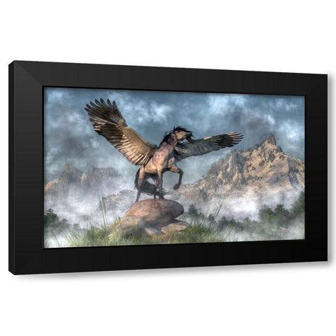 Pegasus Black Modern Wood Framed Art Print with Double Matting by Eskridge, Daniel