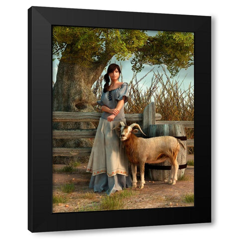 The Farmers Daughter Black Modern Wood Framed Art Print by Eskridge, Daniel