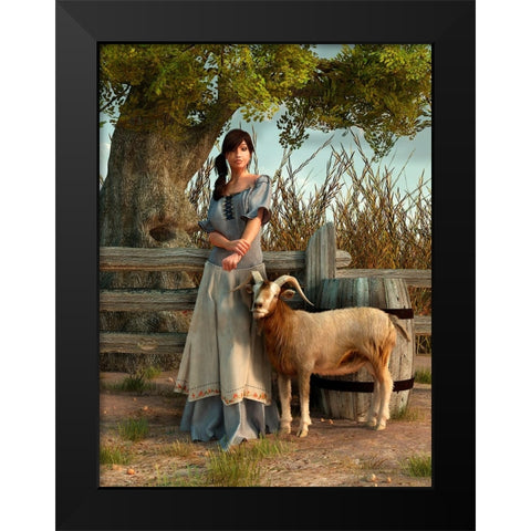 The Farmers Daughter Black Modern Wood Framed Art Print by Eskridge, Daniel