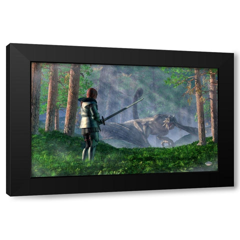 The Wyvern Black Modern Wood Framed Art Print by Eskridge, Daniel
