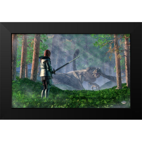 The Wyvern Black Modern Wood Framed Art Print by Eskridge, Daniel