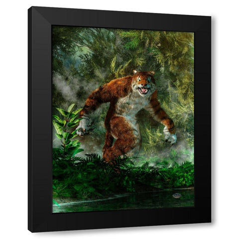 Weretiger Black Modern Wood Framed Art Print with Double Matting by Eskridge, Daniel