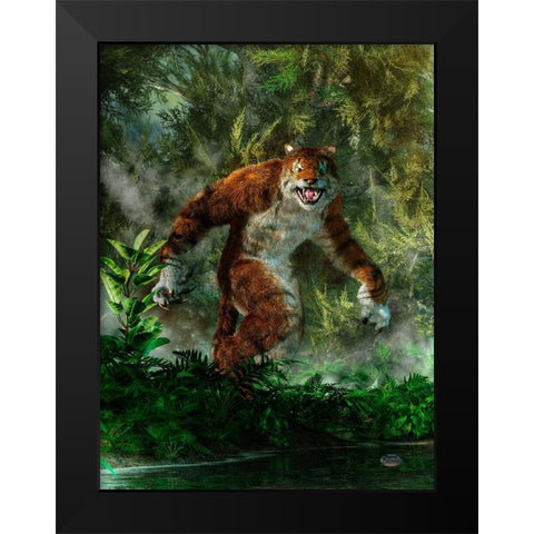 Weretiger Black Modern Wood Framed Art Print by Eskridge, Daniel