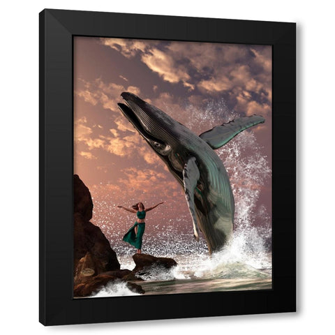 Whale Watcher Black Modern Wood Framed Art Print with Double Matting by Eskridge, Daniel
