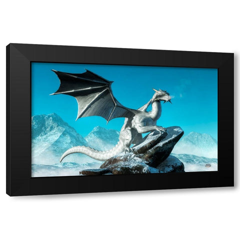 Winter Dragon Black Modern Wood Framed Art Print by Eskridge, Daniel