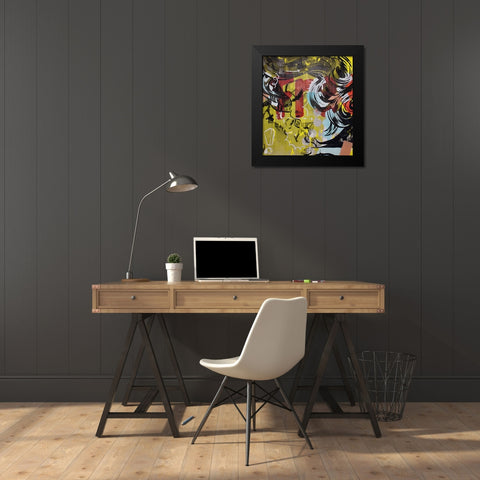 Fret 1 Black Modern Wood Framed Art Print by Monteavaro, Dan
