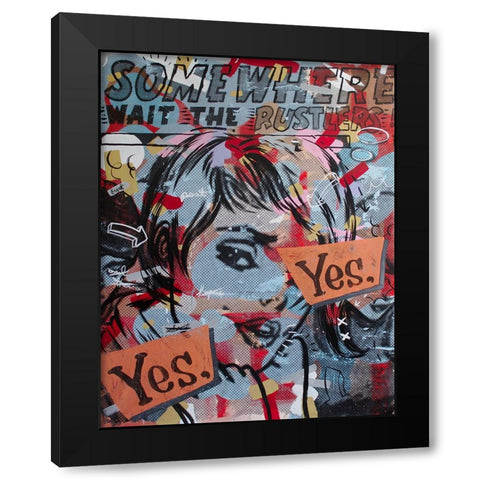 Yes Yes Black Modern Wood Framed Art Print with Double Matting by Monteavaro, Dan