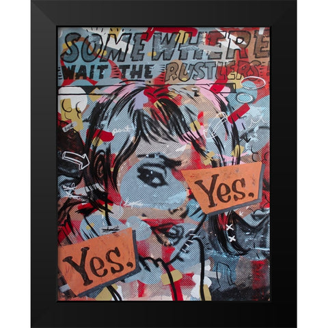 Yes Yes Black Modern Wood Framed Art Print by Monteavaro, Dan