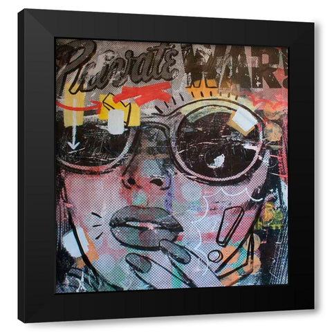 Private War Black Modern Wood Framed Art Print by Monteavaro, Dan