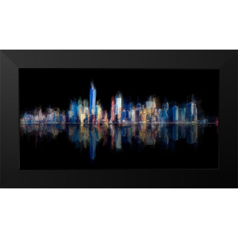 New York Pan 6 Black Modern Wood Framed Art Print by Manlove, David