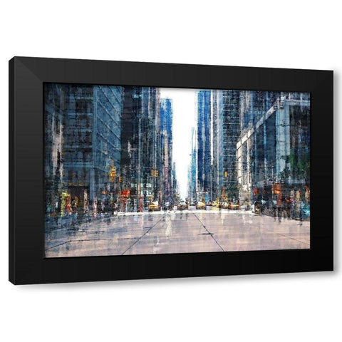 Street Scene NYC Black Modern Wood Framed Art Print with Double Matting by Manlove, David