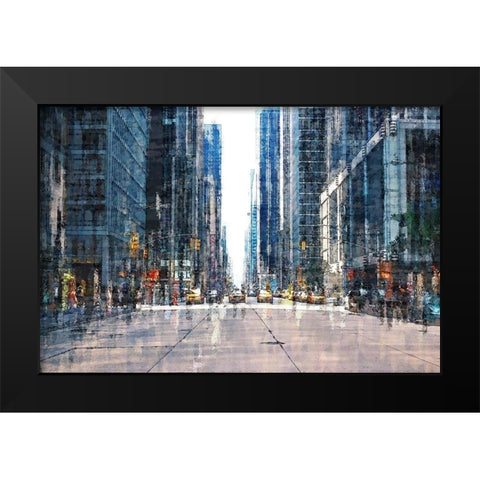 Street Scene NYC Black Modern Wood Framed Art Print by Manlove, David