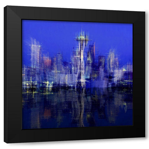Seattle Black Modern Wood Framed Art Print with Double Matting by Manlove, David