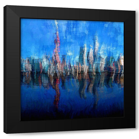 Shanghai Black Modern Wood Framed Art Print with Double Matting by Manlove, David