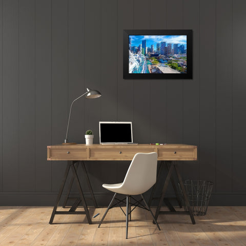 Pleasure City Black Modern Wood Framed Art Print by Manlove, David