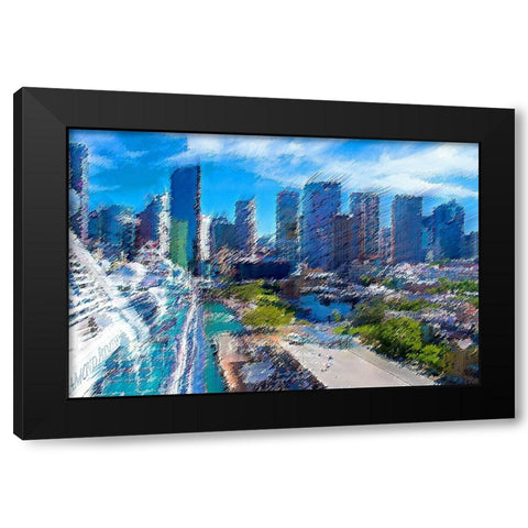 Pleasure City Black Modern Wood Framed Art Print with Double Matting by Manlove, David