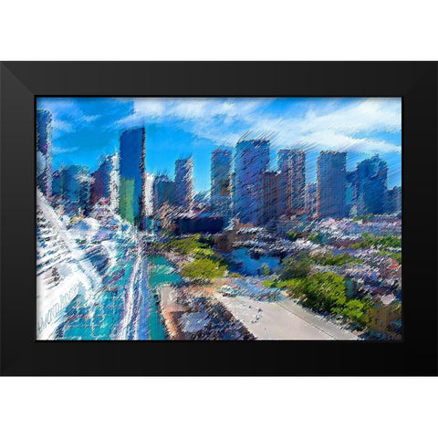 Pleasure City Black Modern Wood Framed Art Print by Manlove, David