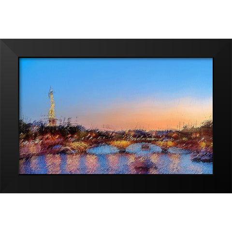 Seine Eiffle Paris A Black Modern Wood Framed Art Print by Manlove, David