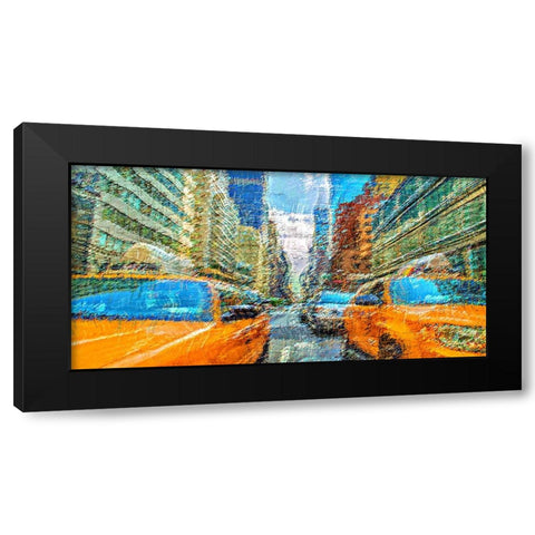Taxi Black Modern Wood Framed Art Print by Manlove, David