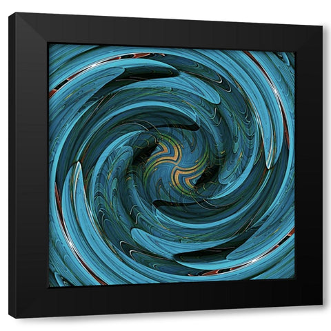Sapphire Swirl Black Modern Wood Framed Art Print with Double Matting by Manlove, David
