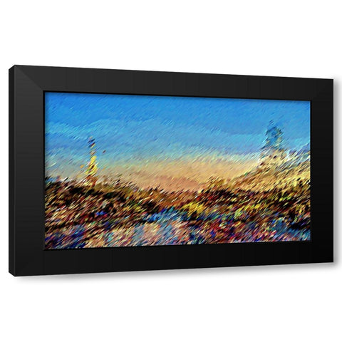 Seine River Abstract Black Modern Wood Framed Art Print with Double Matting by Manlove, David