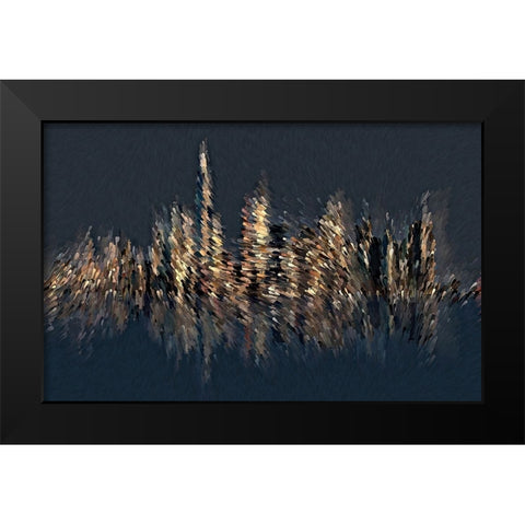 New York Splash Black Modern Wood Framed Art Print by Manlove, David