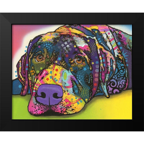 Savvy Labrador Black Modern Wood Framed Art Print by Dean Russo Collection