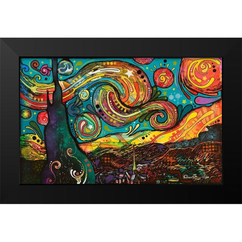 Starry Night Black Modern Wood Framed Art Print by Dean Russo Collection