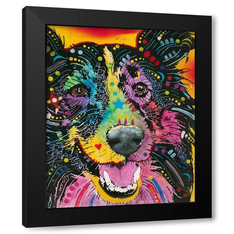 Smiling Collie  Black Modern Wood Framed Art Print with Double Matting by Dean Russo Collection